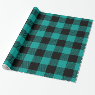 Dk Teal Zwarte Enorme Buffalo Plaid Houthakker Cadeaupapier