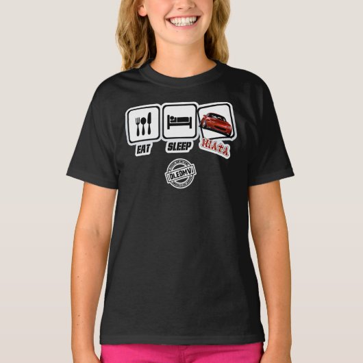 DLEDMV - Eat Sleep Miata Essential T-Shirt (Voorkant)