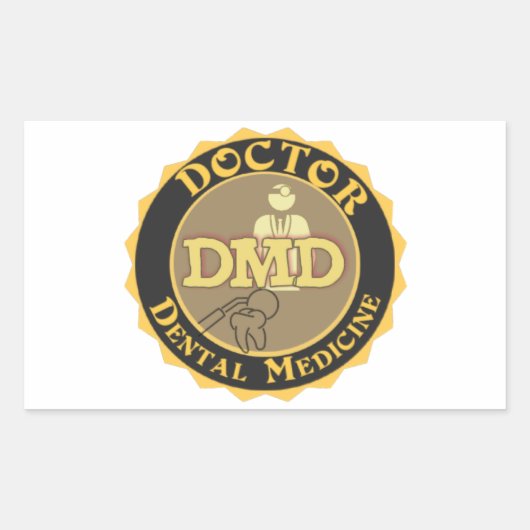 DMD ARTS VAN DENTAAL GENEESMIDDEL LOGO RECHTHOEKIGE STICKER (Voorkant)
