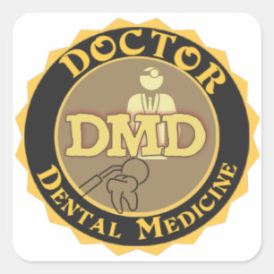 DMD ARTS VAN DENTAAL GENEESMIDDEL LOGO VIERKANTE STICKER