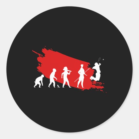 Dminton speler Evolution Funny Sport Coach Graphi Ronde Sticker (Voorkant)
