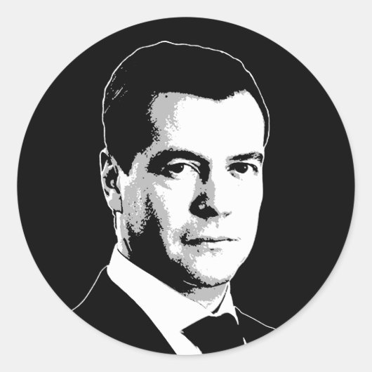 Dmitri Medvedev Ronde Sticker (Voorkant)