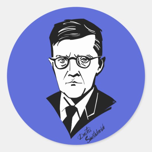 Dmitri Shostakovich Ronde Sticker (Voorkant)