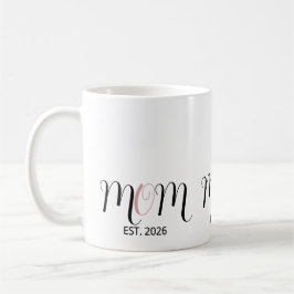 DMom Established Black Pink Script New Mom Gift Koffiemok