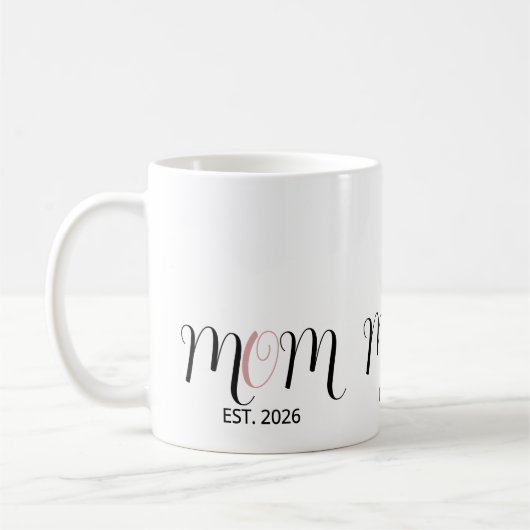 DMom Established Black Pink Script New Mom Gift Koffiemok (Links)