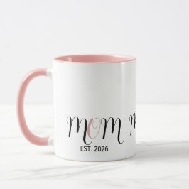 DMom Established Black Pink Script New Mom Gift Mok