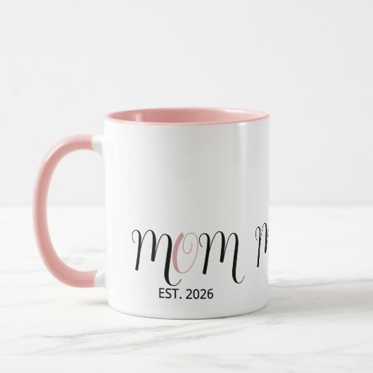 DMom Established Black Pink Script New Mom Gift Mok (Links)