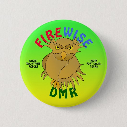 DMR. Firewise Owl knopen & meer (groen) Ronde Button 5,7 Cm (Voorkant)