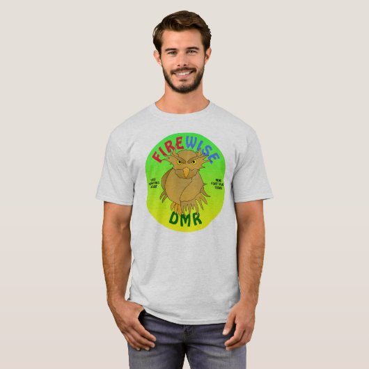 DMR. Firewise Owl T-shirt (groene achtergrond) (Voorkant volledig)