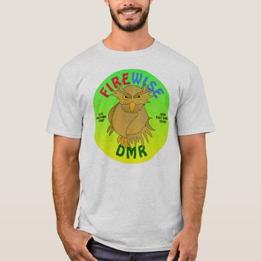 DMR. Firewise Owl T-shirt (groene achtergrond) (Voorkant)