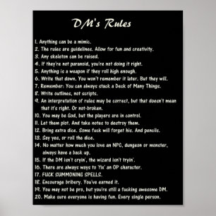 DM's Rules Explicit Dungeons Dragons Poster