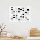 DNA-code Art Black op wit Poster (Keuken)