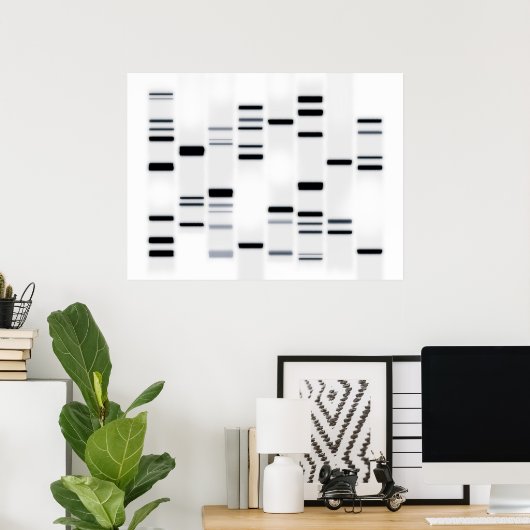 DNA-code Art Black op wit Poster (Thuiskantoor)