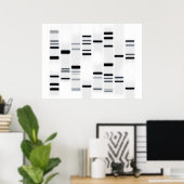 DNA-code Art Black op wit Poster (Thuiskantoor)