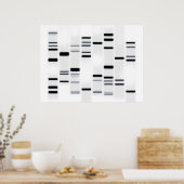 DNA-code Art Black op wit Poster (Keuken)