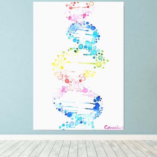 DNA, de spiraal van het leven Canvas Afdruk (Insitu (Houten vloer))