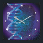DNA Fingerprint Medical Science Vierkante Klok<br><div class="desc">Een cool,  trendy en leuk medisch-geïnspireerd design. Het perfecte geschenk voor alle dokters,  verpleegkundigen,  wetenschappers,  wetenschapsdocenten,  labtechnici,  wetenschapsstudenten,  kortom,  elke wetenschapsgeek in je leven (en dat geldt ook voor jou)! Ontworpen door: Science Geekness© op http://www.zazzle.com/sciencegeekness*</div>