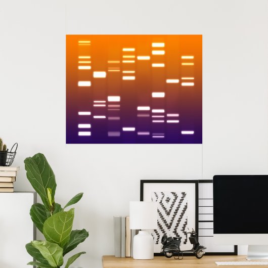 DNA-genetische code Oranje blauw Poster (Thuiskantoor)