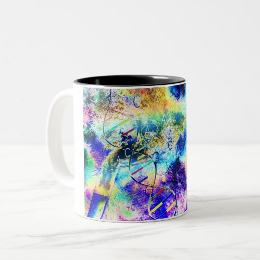 DNA-kunstcode Tweekleurige Koffiemok (Voorkant links)