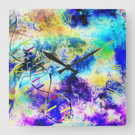 DNA-kunstcode Vierkante Klok (Voorkant)