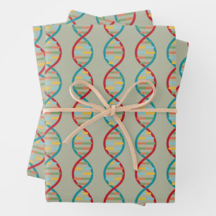 ​​DNA Mid Century Modern STEM Biologie Stripe groe Inpakpapier Vel