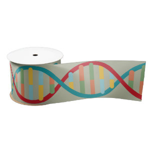 ​​DNA Mid Century Modern STEM Biologie Stripe groe Satijnen Lint