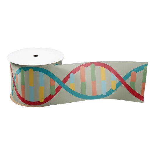 ​​DNA Mid Century Modern STEM Biologie Stripe groe Satijnen Lint (Spoel)