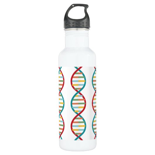 ​​DNA Mid Century Modern STEM Biologie Stripe wit Waterfles (Voorkant)