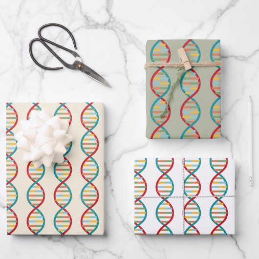 DNA Mid Century Modern STEM Biology Stripe Inpakpapier Vel (Voorkant)