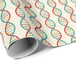 ​​DNA Mid Century Moderne STEM Biologie Stripe Cre Cadeaupapier