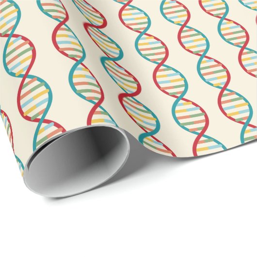 ​​DNA Mid Century Moderne STEM Biologie Stripe Cre Cadeaupapier (Rol Hoek)
