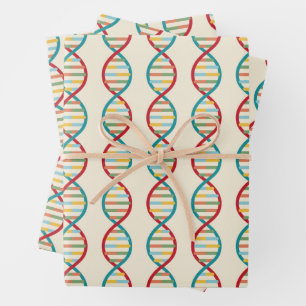 ​​DNA Mid Century Moderne STEM Biologie Stripe Cre Inpakpapier Vel