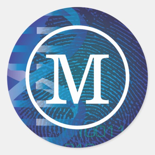 DNA-monogram vingerafdruk Ronde Sticker (Voorkant)