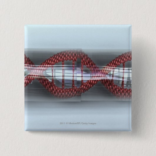 DNA-streng in een capsule Vierkante Button 5,1 Cm (Voorkant)