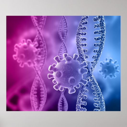 DNA-strengen en viruscellen Poster (Voorkant)
