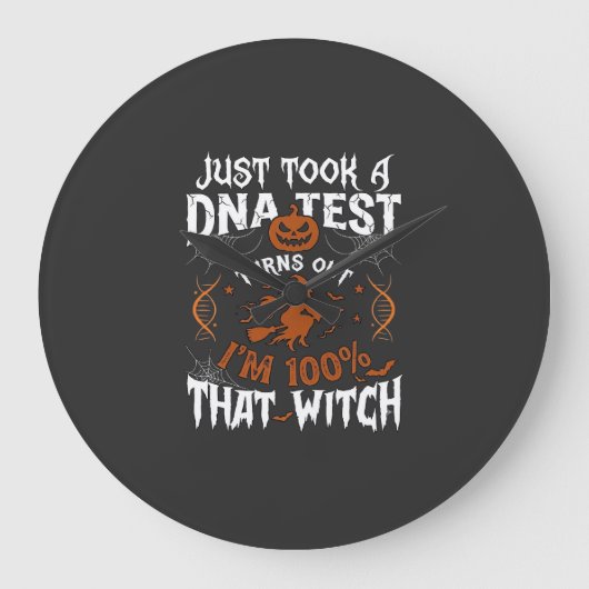 DNA-test heks Halloween pompoen spinnenweb Grote Klok (Voorkant)