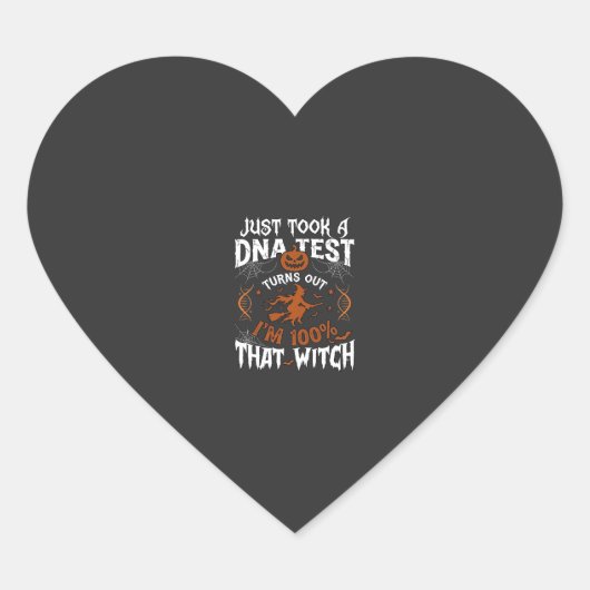 DNA-test heks Halloween pompoen spinnenweb Hart Sticker (Voorkant)