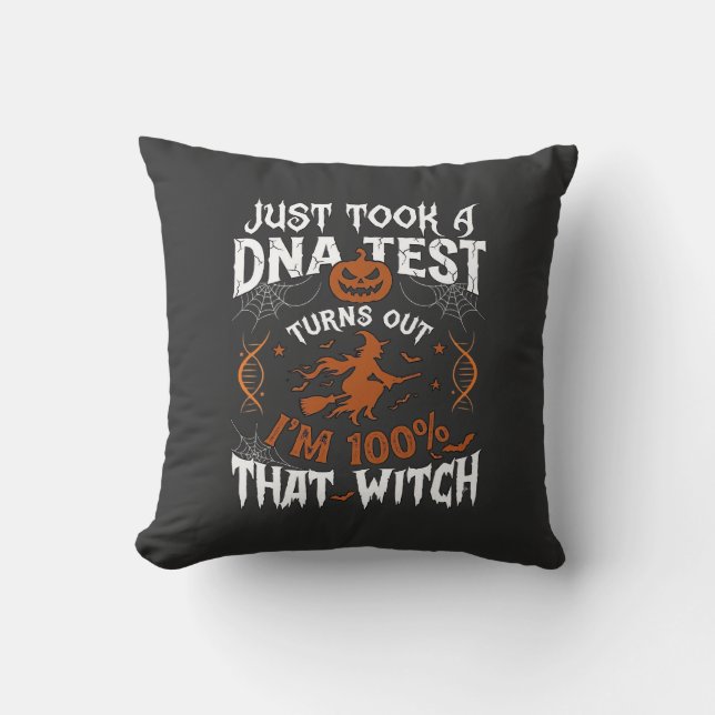 DNA-test heks Halloween pompoen spinnenweb Kussen (Voorkant)