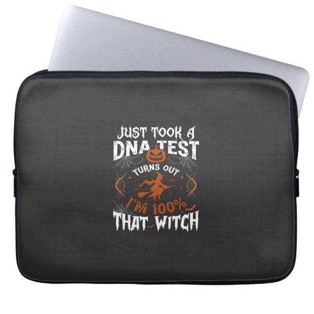DNA-test heks Halloween pompoen spinnenweb Laptop Sleeve (Voorkant)