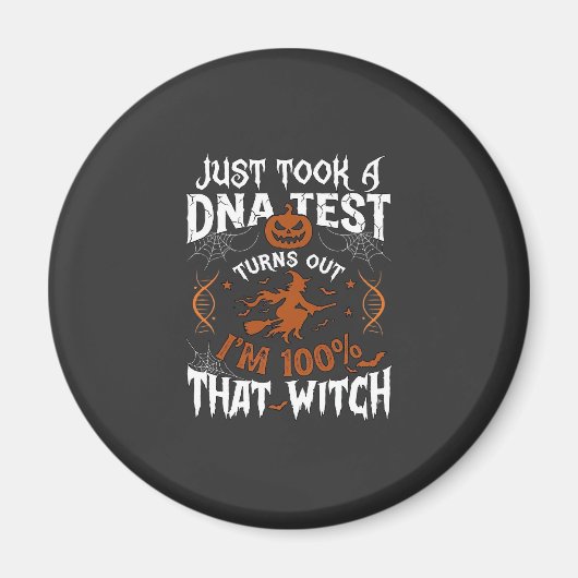 DNA-test heks Halloween pompoen spinnenweb Magneet (Voorkant)