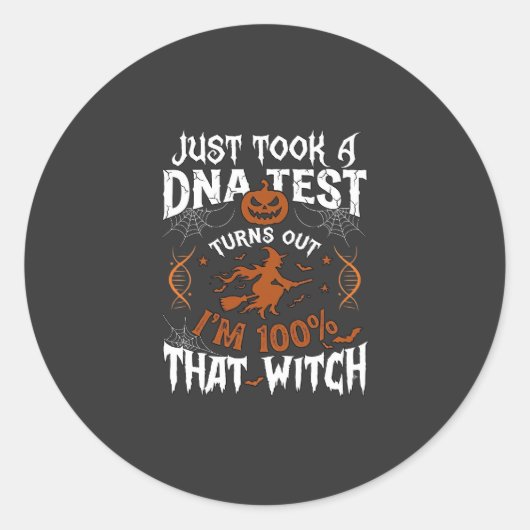 DNA-test heks Halloween pompoen spinnenweb Ronde Sticker (Voorkant)