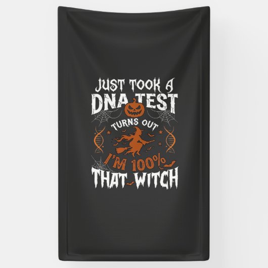 DNA-test heks Halloween pompoen spinnenweb Spandoek (Verticaal)