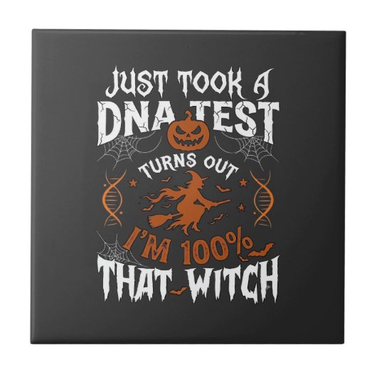 DNA-test heks Halloween pompoen spinnenweb Tegeltje (Voorkant)