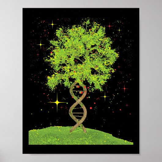 DNA Tree - Bioloog Biologie Student Science Earth Poster (Voorkant)