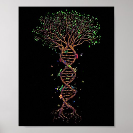 DNA Tree Genetic Funny Earth Day Plant een boomlev Poster (Voorkant)