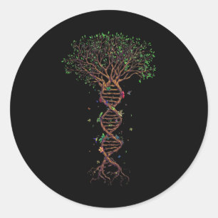 DNA Tree Genetic Funny Earth Day Plant een boomlev Ronde Sticker