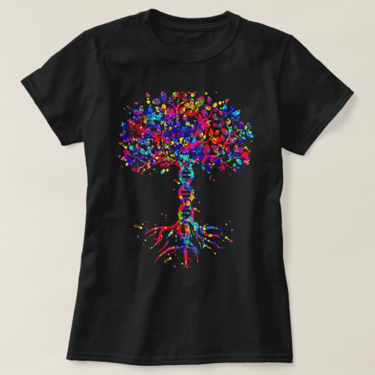 DNA Tree Life Waterverf Genetische bioloog Science T-shirt (Design voorkant)