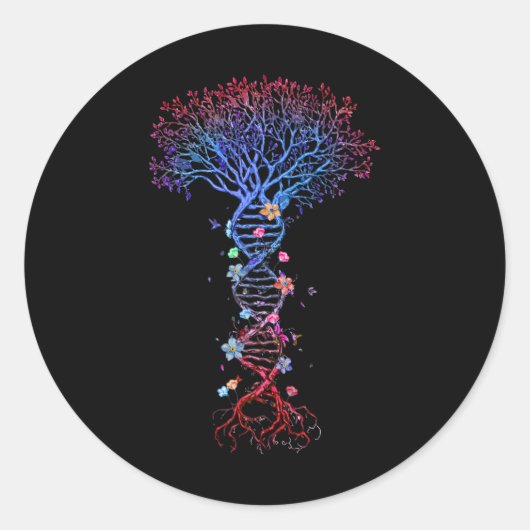 DNA Tree Root Life Genetic Funny Earth Day Awarene Ronde Sticker (Voorkant)