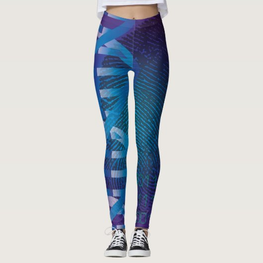 DNA Vingerafdruk ID Medische Wetenschap Blauw Leggings (Voorkant)