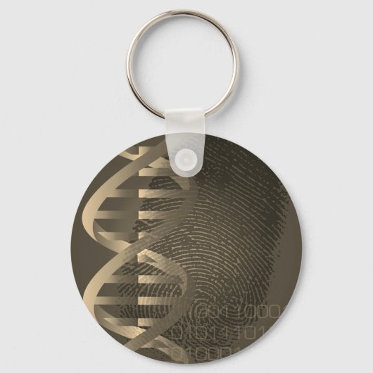 DNA Vingerafdruk Vintage Wetenschap Sleutelhanger (Voorkant)